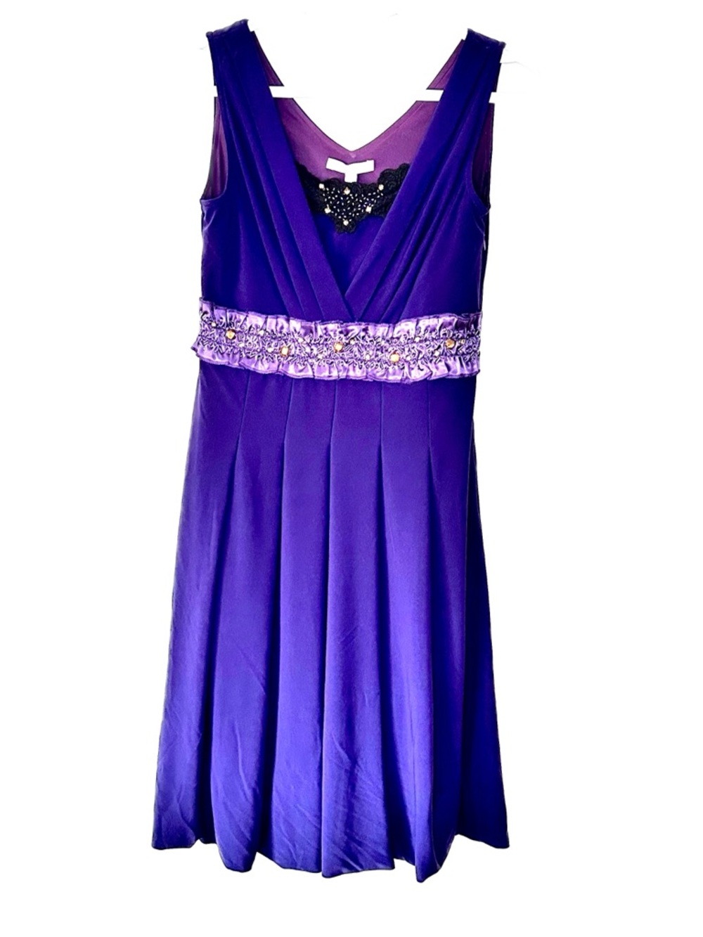 New Vintage 90s Purple A-Line Beaded Cocktail Dress Wedding Prom Size 4 EU 36
